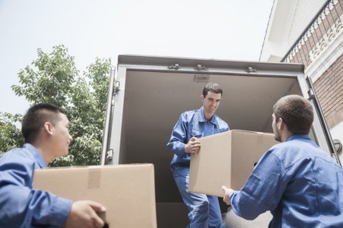 Moving van outside a Pimlico residential building