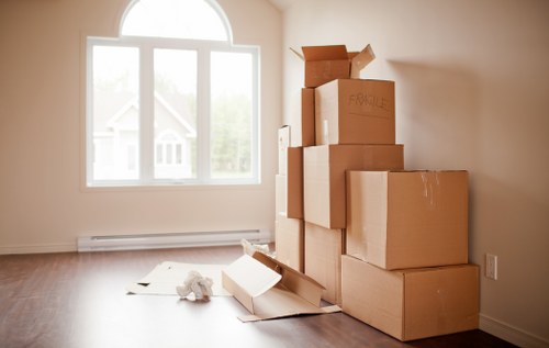 Safe and organized moving day with boxes and furniture ready for transport
